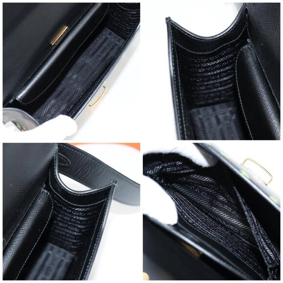 PRADA Shoulder Bag Leather Black Gold Auth - Picture 16 of 16